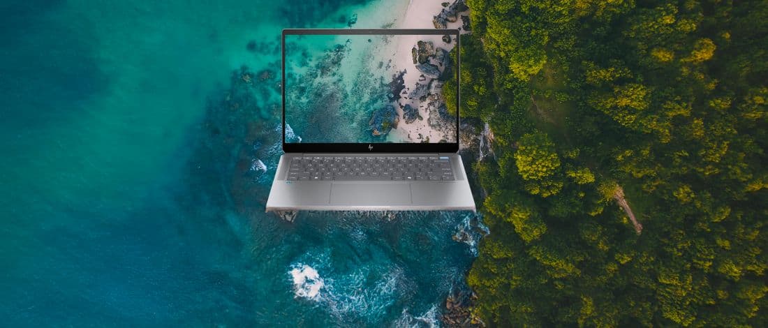 HP OmniBook Ultra 14 open, seen from above