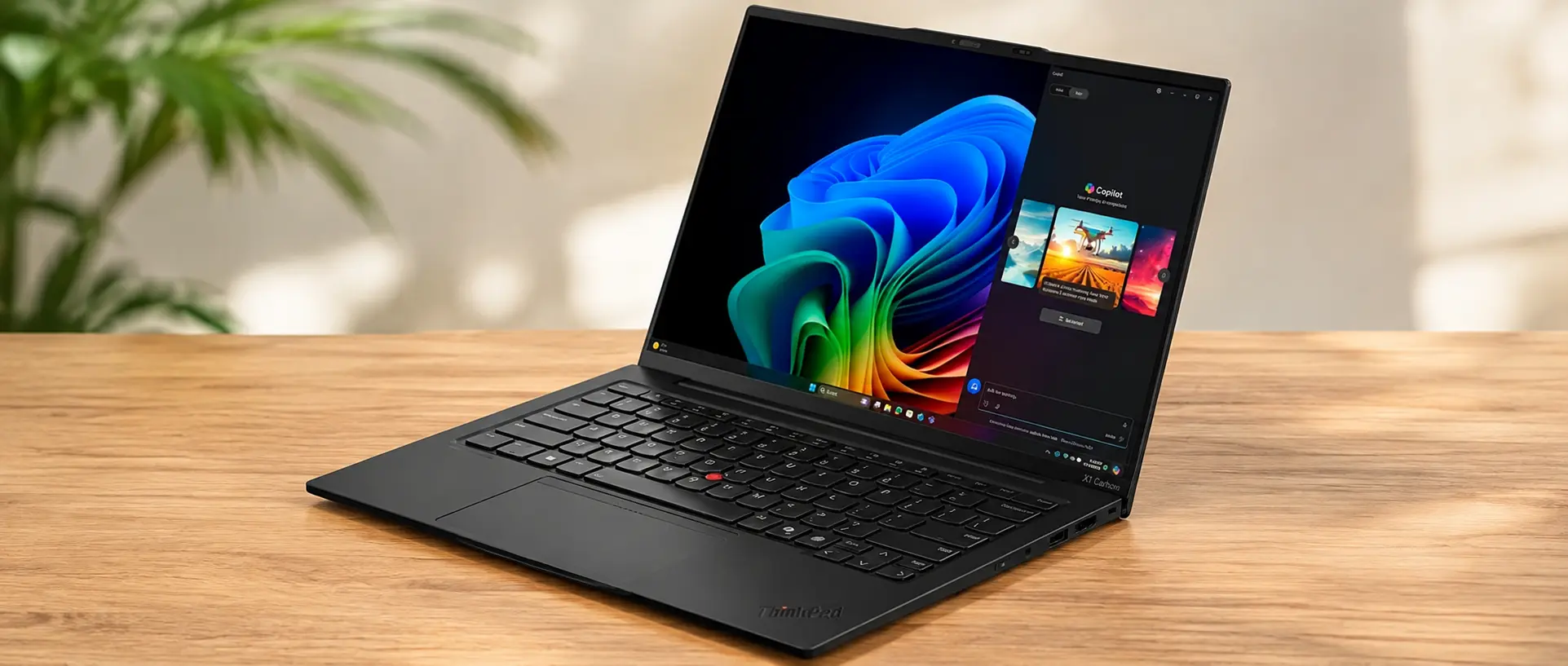 Lenovo ThinkPad X1 Carbon open, three-quarter view
